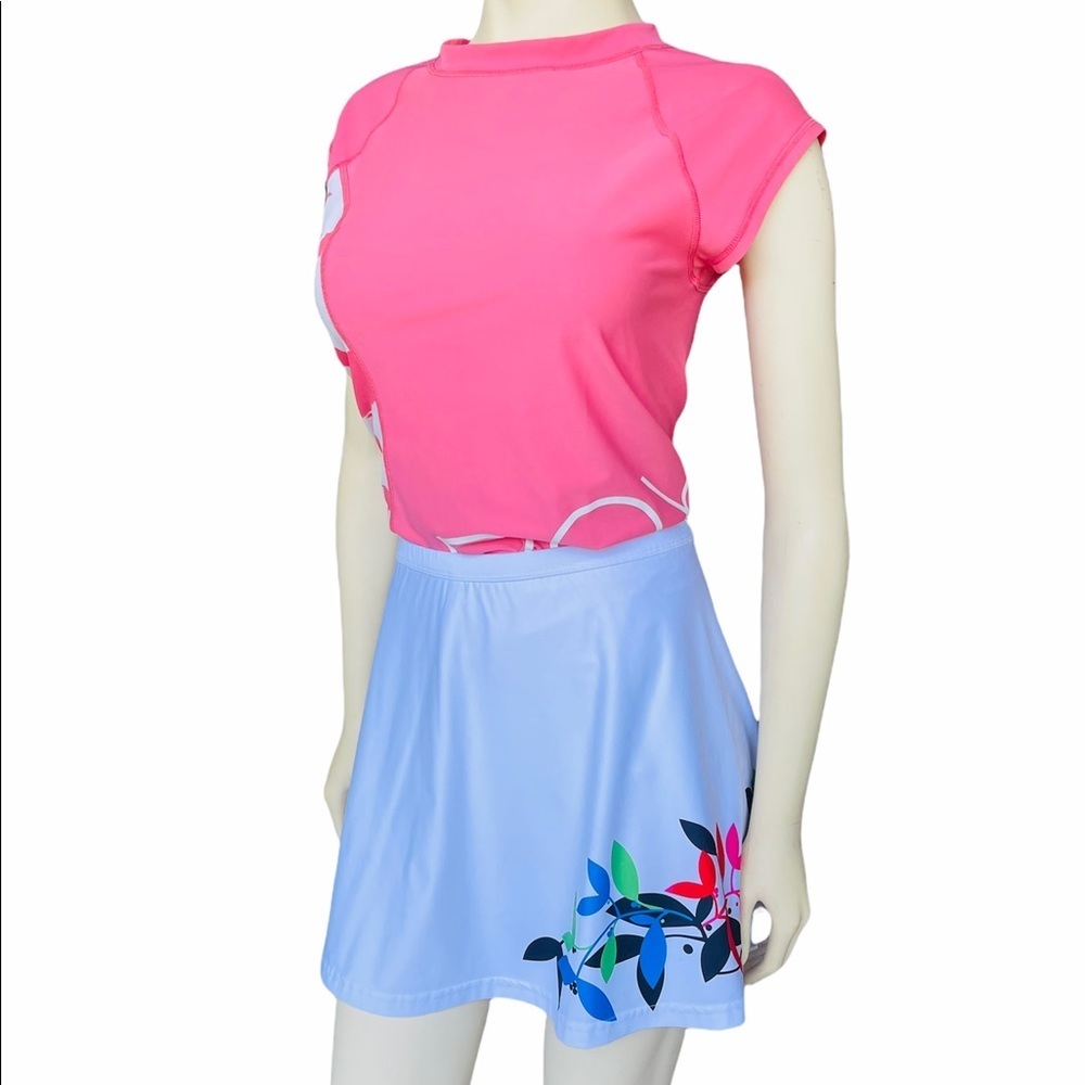 Blolle Sports Flowers White Skort Women’s Skort - Picture 2 of 6